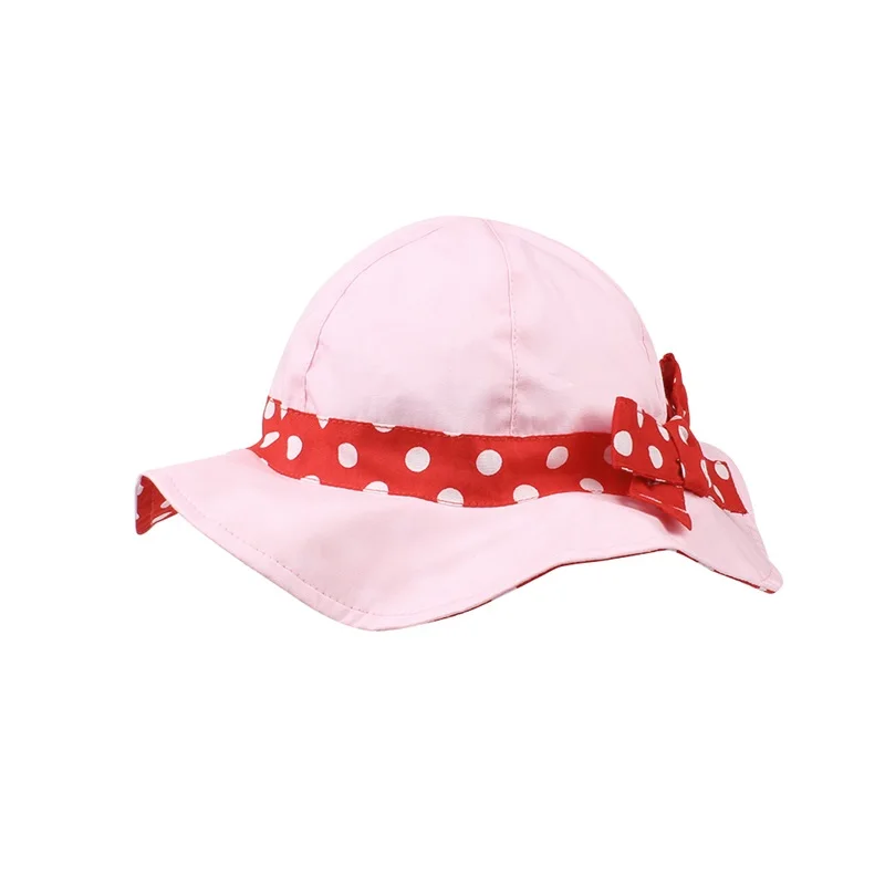 Bow Dots Girls Hat Wide Brim Kids Panama Summer Sun Cap For Girls Beach Hat Pink White Beautiful Kids Hat Baby Girls Clothing (4)