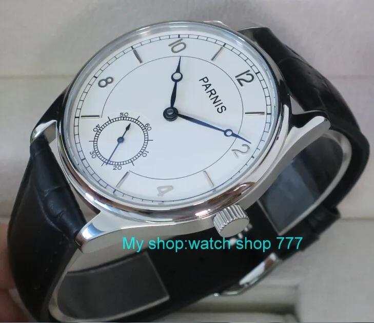

44 mm PARNIS White dial Asian 6498/3621 Mechanical Hand Wind men watches Mechanical watches wholesale rnm05