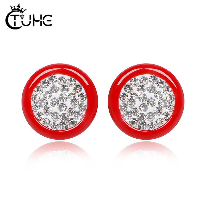 

2019 New Unique Design Red Color Ceramic Stud Earrings Fashion Style Full Of Personality Charm Women Ear Women Earring for Party