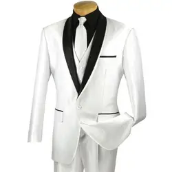 Для мужчин костюм костюм (куртка + брюки для девочек жилет) модные элегантные Свадебный костюм женихов платье на заказ