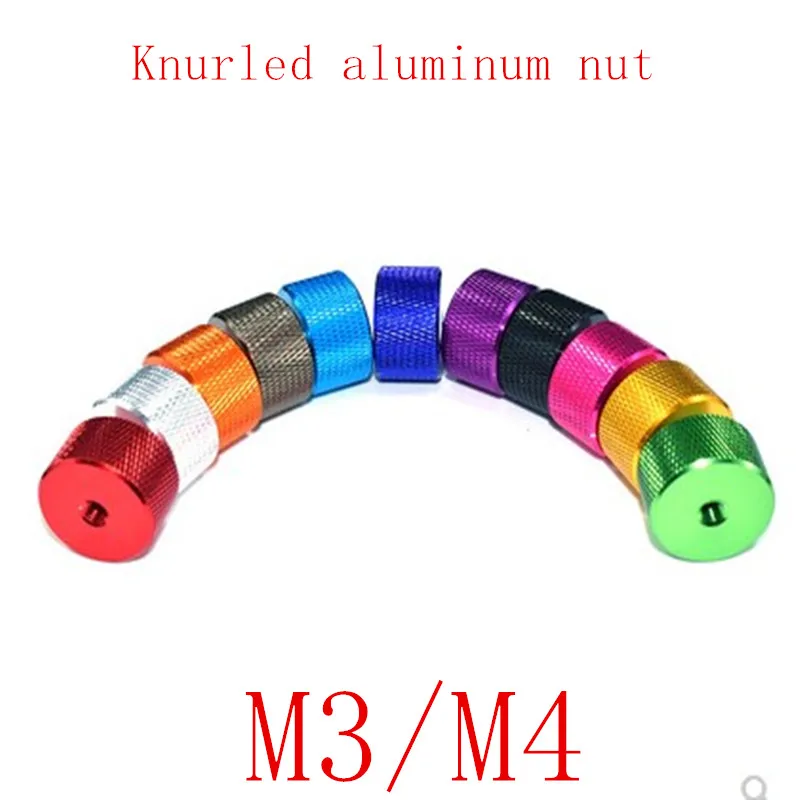 

10pcs/lot M3 M4 colourful aluminum thumb nut round knurled handle nut