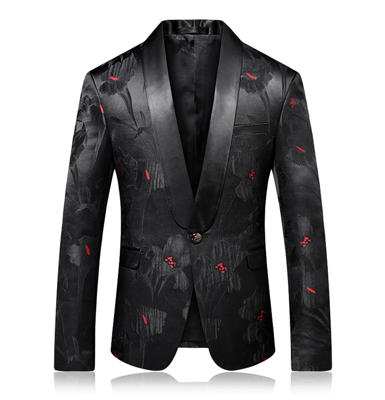 

Red Dot Print Blazer Luxury Shawl Collar Mens Blazer Jacket Stage Costumes Wedding Party Stylish Suit Jacket