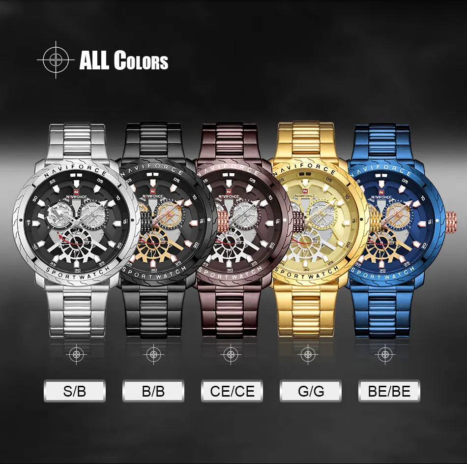 NAVIFORCE лучший бренд роскошные часы мужские модные синие кварцевые часы мужские s календарь дисплей стальной ремешок шикарные военные наручные часы