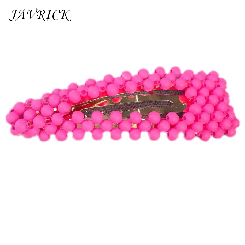 

Korean Summer Women Girls Side Bangs BB Hair Clip Fluorescent Sweet Candy Color Hairpins Frosted Beading Geometric Snap Barrette