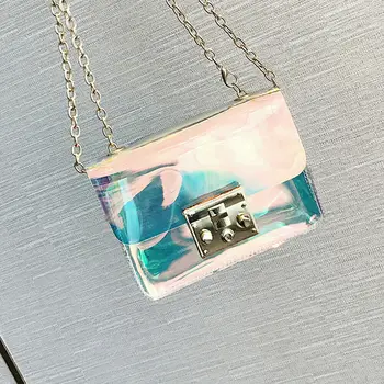 

Holographic perspective women's shoulder bag PVC waterproof hip hop laser Messenger bag handbag