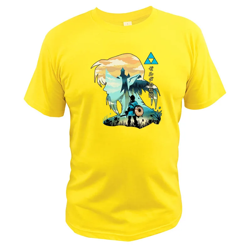 Легенда о Зельде футболка Link Triforce Летняя Повседневная футболка хлопковая Футболка с цифровым принтом - Цвет: Цвет: желтый