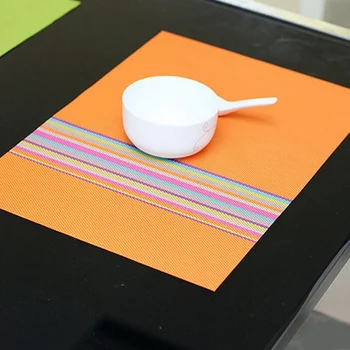 

Hot 1Pc Rectangular PVC Stripe Heat-insulated Waterproof Placemat Table Mat Pad Coaster Tool Kitchen Accessories Products 2019