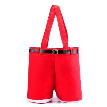 

HAOCHU 10pcs/lot Creative Christmas Santa Claus Pants Shape Candy Bag Wine Holder Home Party Decor Gift Bag Christmas Supplies