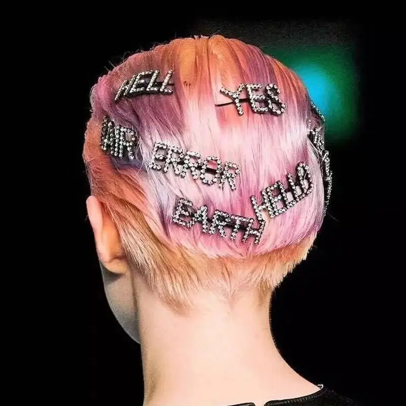 Hot Sale Women Girls Fashion Elegant letter shape with crystal Hair Clips alloy Hairpins Female Hair Styling Accessories F015 Hot Sale Women Girls Fashion Elegant letter shape with crystal Hair Clips alloy Hairpins Female Hair Styling Accessories F015