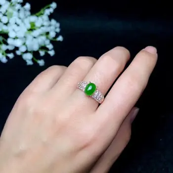 

shilovem 925 sterling silver Natural jasper Rings fine Jewelry wedding women trendy gift wedding new open 6*8mm bj0608012agby