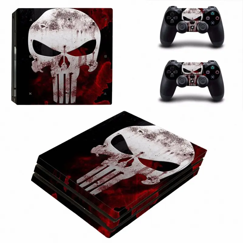 Skull PS4 Pro Skin Sticker For Sony Playstation 4 PRO Console protection film and 2Pcs Controller Skins-410