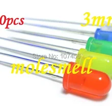 1000 шт. 5 значение 3 мм рассеянный красный, желтый, синий, зеленый, белый r, g, B, w, Y, смешанные цвета LED 200 шт. каждый цвет