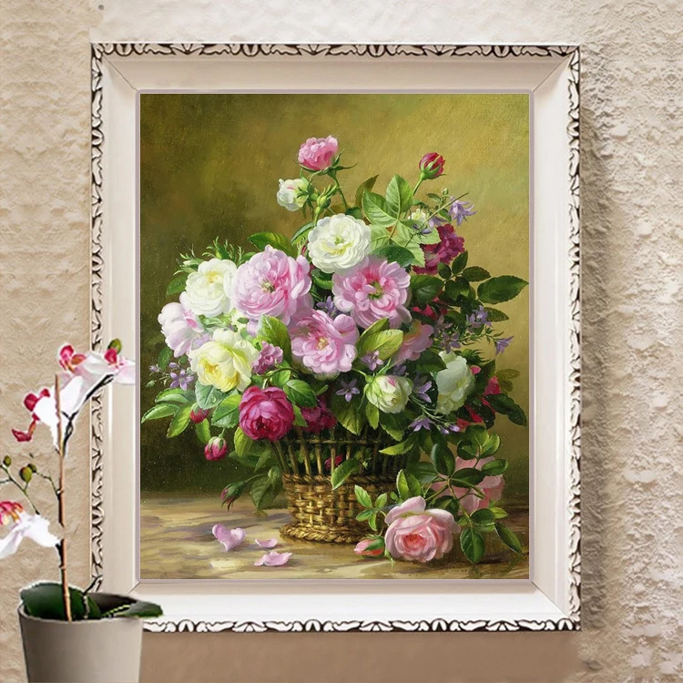 

DIY 100% Printed Unfinished Cross Stitch Patterns Sets Handmade Needlework Embroidery Kits Flower vase 66*52cm