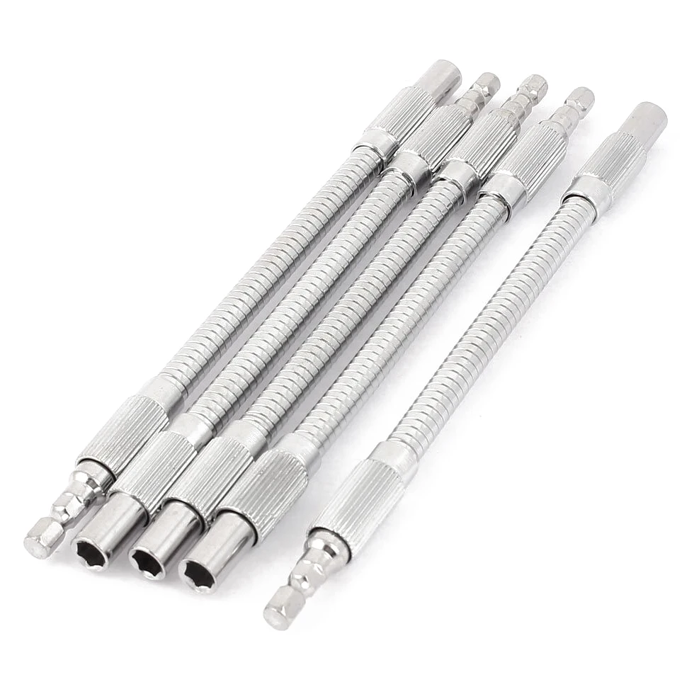 NFLC 5pcs 1/4 inch Hex Drive Socket Flex Flexible Ratchet Extension Bar