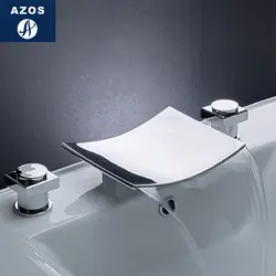 Azos Разделение FaucetWaterfall умывальник Латунь Chrome холодной и горячей переключатель душевой бассейна Ванная комната кабинет двойная ручка Три H