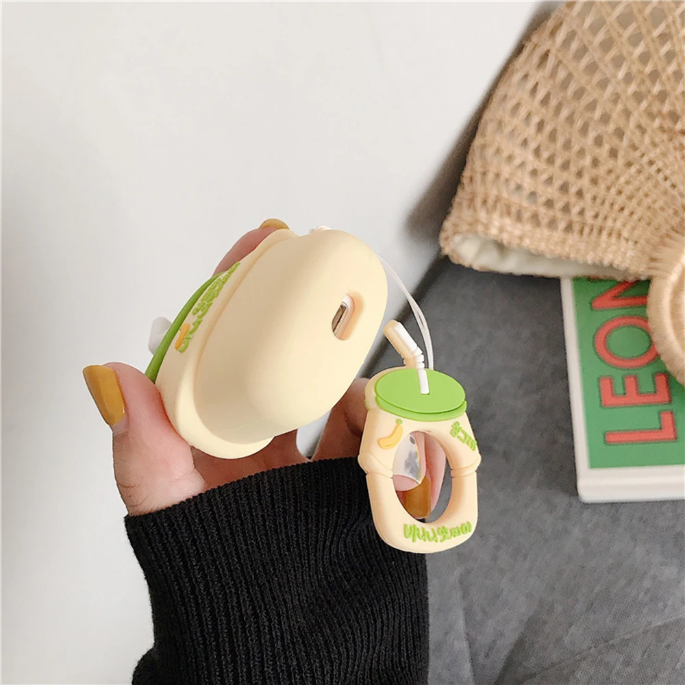 Силиконовый чехол для Airpods в форме бутылки молока с милым мультяшным 3D рисунком