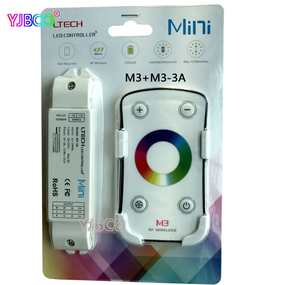 

Wireless RF M1 M2 M3 M5 M6 M7 CT RGB Remote M3-3A CV Constant Voltage Receiver Dimming for single color Dual White RGB LED Strip