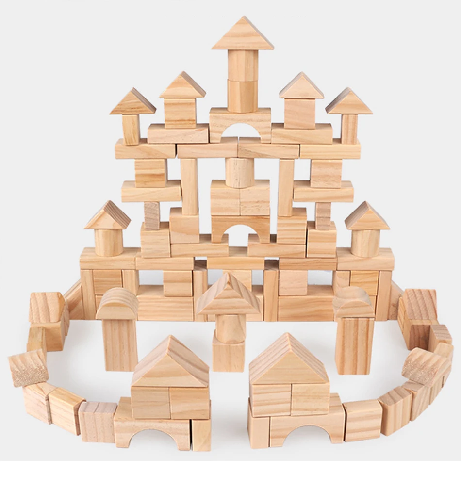 100 PcsLot Environmental Wooden Building Blocks Set Toys for Children Wooden Rainbow Educational Toy Montessori Stacking Cubes (10)