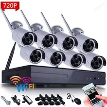 8CH HD WI-FI NVR Security Wireless Network 720P 1MP Night Vision IP Surveillance Camera Security System Smartphone Scan QR Code