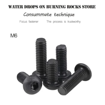 

Free Shipping M6 bolts m6xlot steel screws Half round pan head black grade 10.9 carbon Steel Hex Socket Head Cap Screw 2018 hot