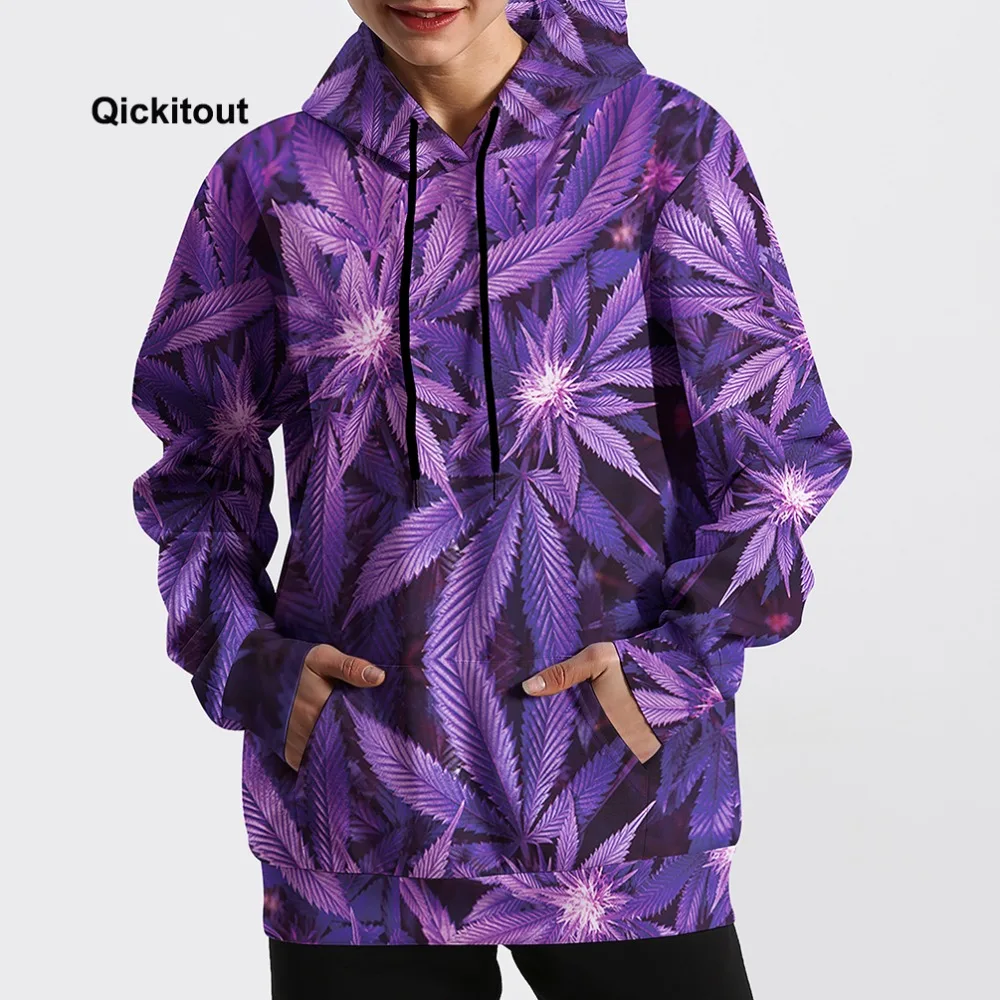 

2018 Women Hoodies Purple Leaves Digital Print Loose Sweatshirts Long Sleeve Sportswear Oversize Shirt Casual Pullover