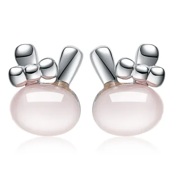 

XIYANIKE Luxury 925 Sterling Silver Pink Crystal Pasta Sweet Cute Rabbit Earrings For Women G Sterling-silver-jewelry VES6431