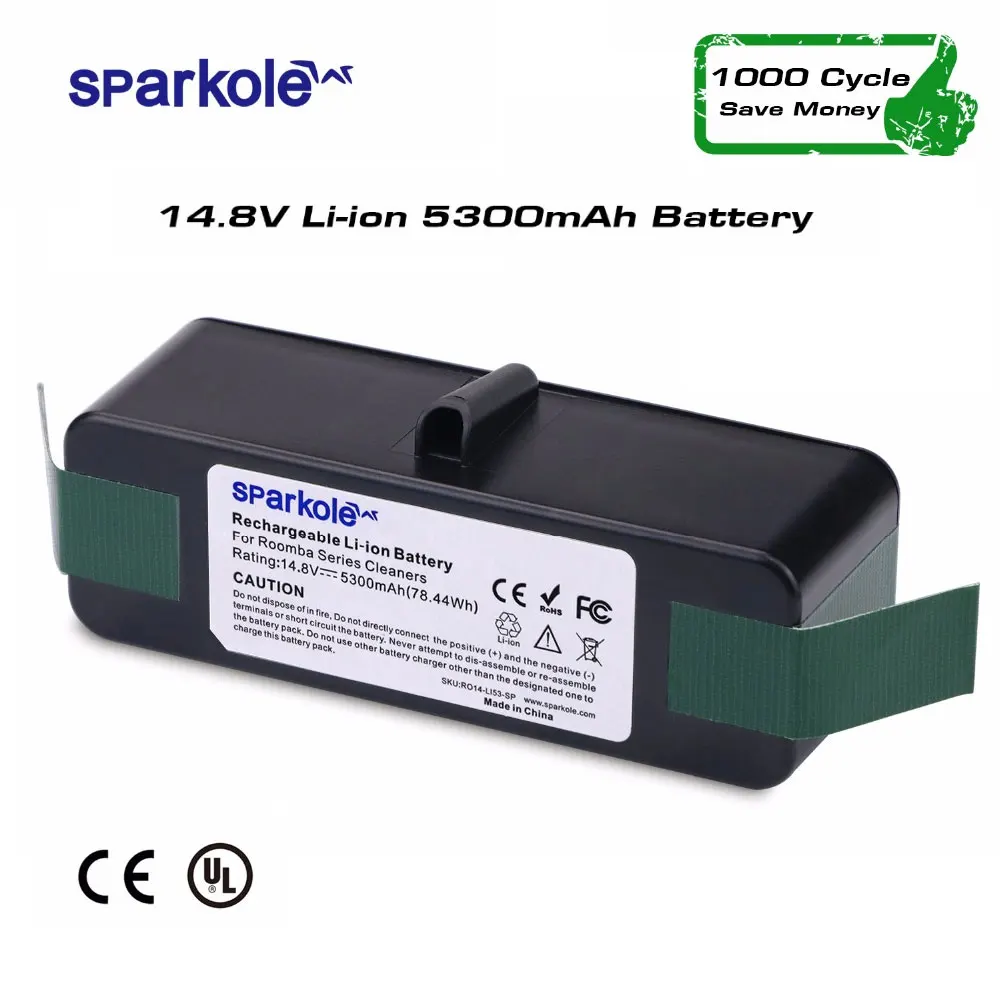 Sparkole 5.3Ah 14.8V Li-ion Battery for iRobot Roomba 500 600 700 800