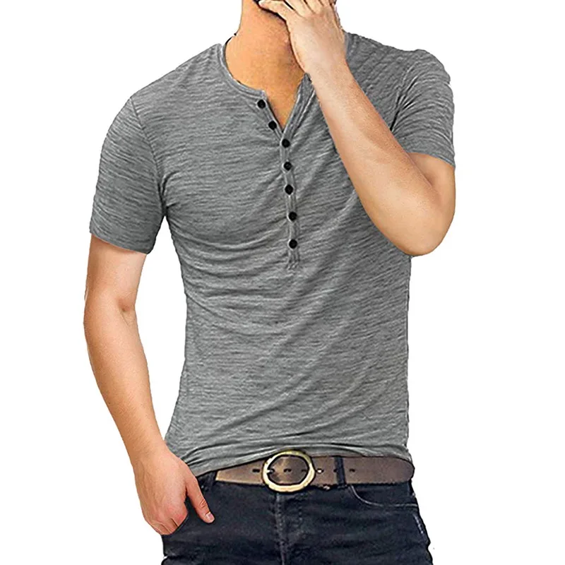SHUJIN мужские футболки на пуговицах Удобная Футболка дизайнерская Тонкая Повседневная модная весенне-осенняя футболка хит - Цвет: short sleeve4
