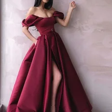 Специальное уникальное бордовое вечернее платье Пышное вечернее платье с рукавами сексуальное длинное вечернее платье с разрезом