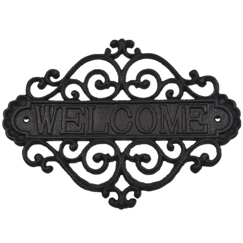

Welcome Sign Wall Plaque Home Garden Outdoor Hanging Decor Decorative Creative Retro Shop Signs Cast Iron Country Cottage Hous