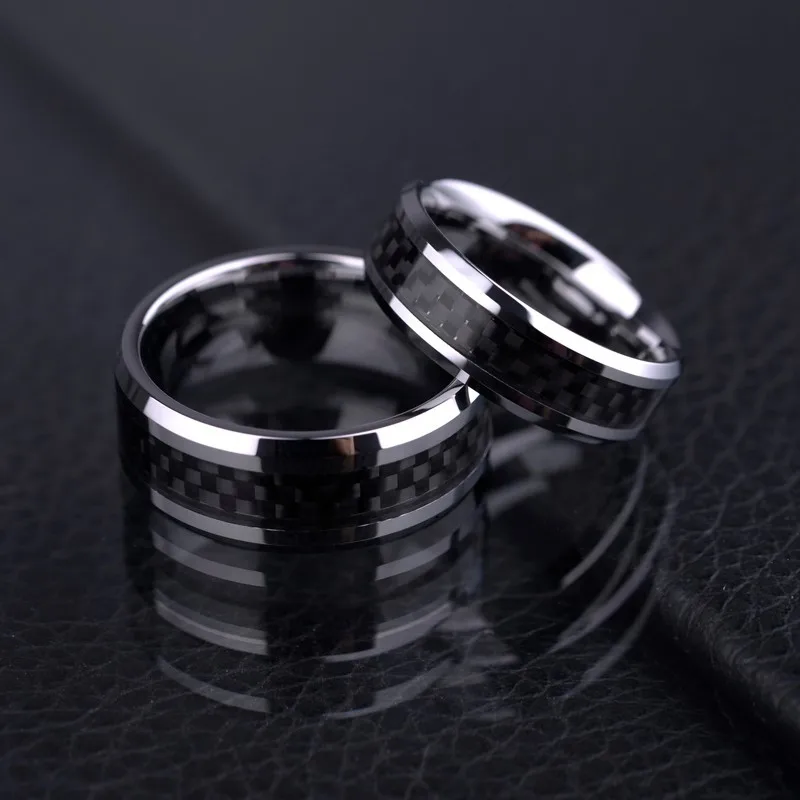 Бренд Saya, полированные кольца из черного углеродного волокна, ширина 8 мм/6 мм, вольфрамовые кольца для мужских пальцев, размер 5-12,5, удобная посадка