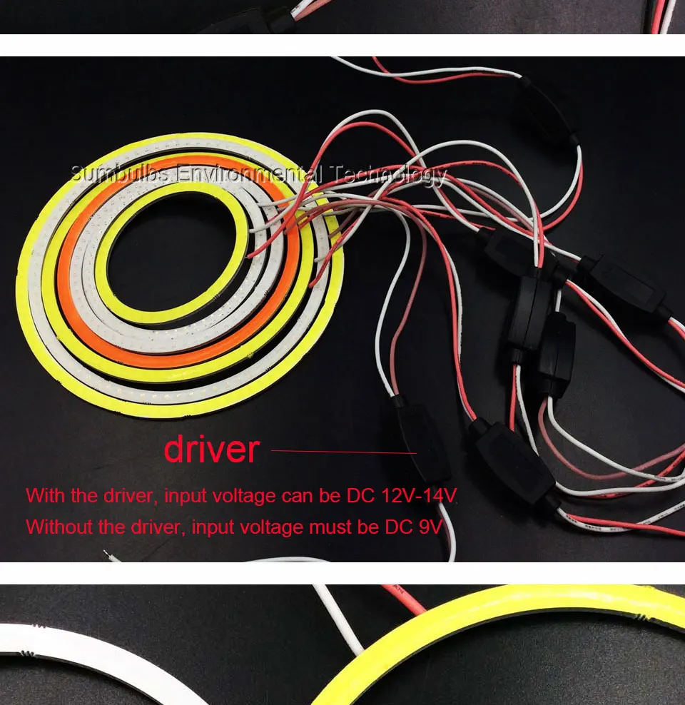 60mm 120mm Angel Eyes COB Lamp DRL LED Daytime Running Light with Driver 5W DC 12-14V for Motorcycle Car Headlight (3)