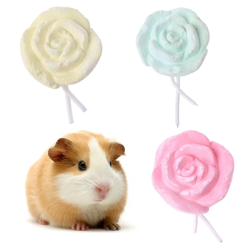 

1PC Rabbit Pet Hamster Chinchilla Bird Teeth Grinding Stone Rose Shape Chew Toy