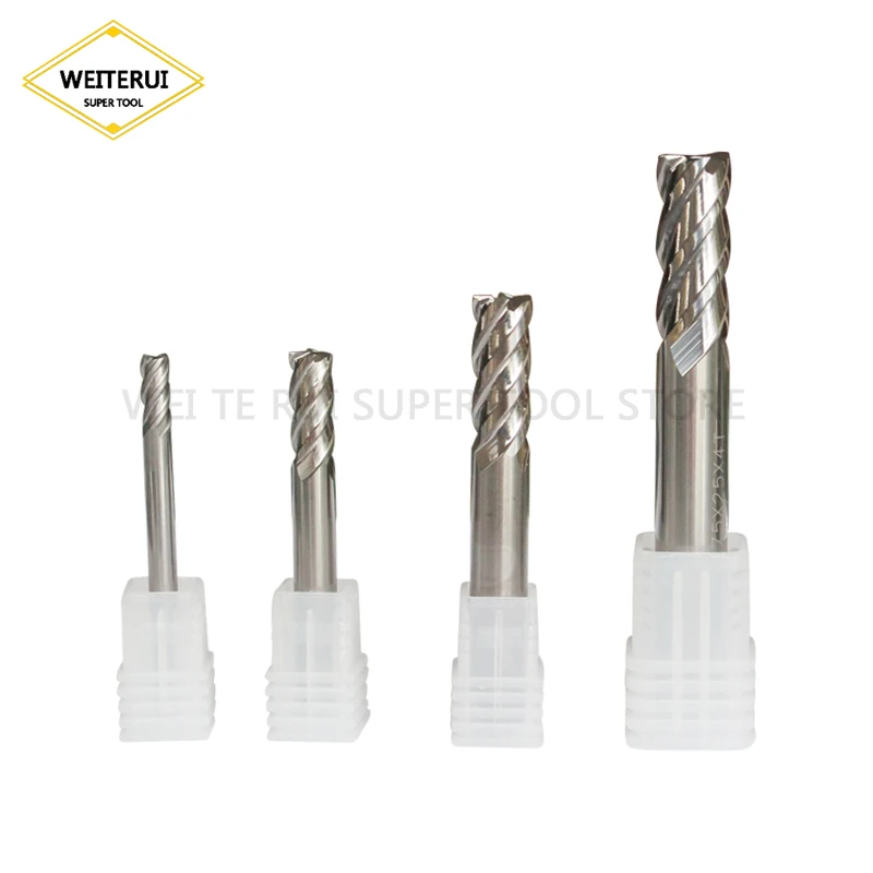 

1PC 4 Flutes Flat End Mills HRC 65 Cermet CNC Router Bits Endmill Milling Cutter Spiral