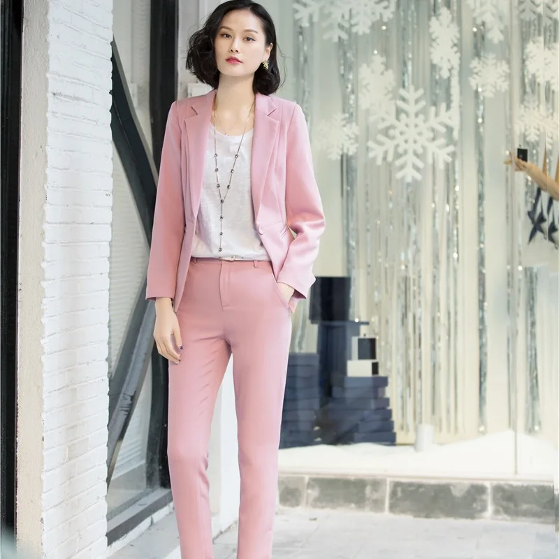 Di Formale Signore Giubbotti Tailleur Set Pantalone Pantaloni Giacche Rosa Pink Con Elegante Uniformi Size Plus Donne Abiti white Usura Per Le Lavoro Ufficio black Del E Delle 7TITrwdxq