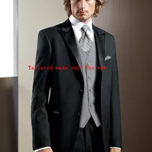 2016New поступление blackTuxedos Черный Пик нагрудные свадебные костюмы Дешевые Костюмы жениха best Мужские костюмы(куртка+ брюки+ жилет+ галстук