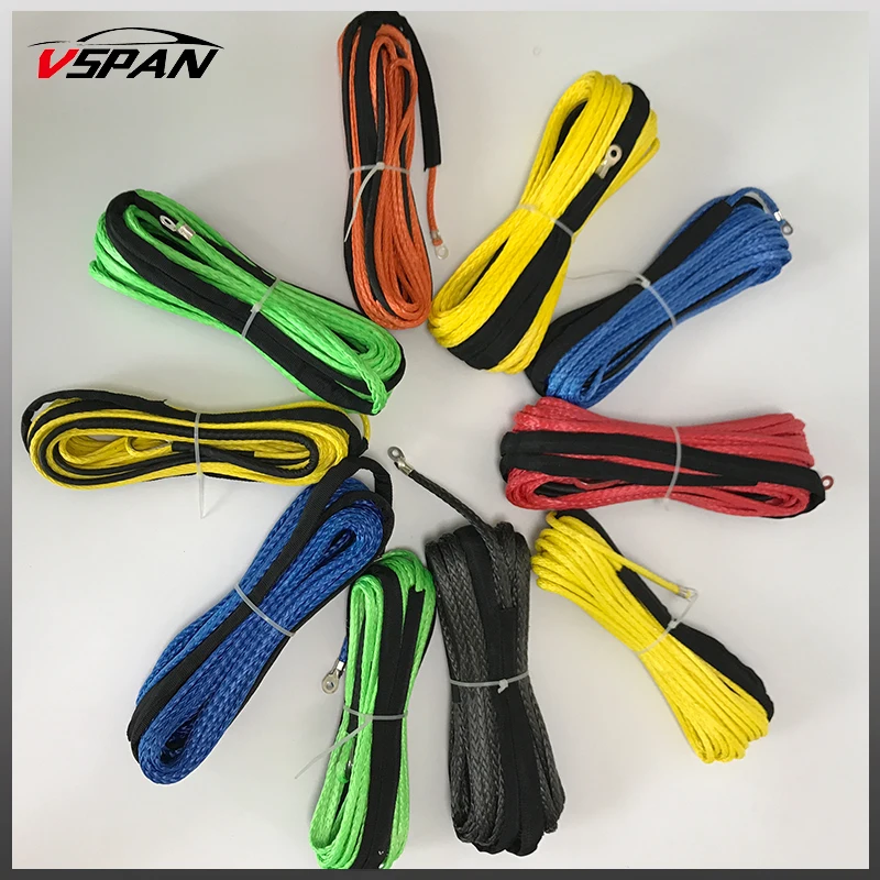 الملونة الاصطناعية ونش حبل خط كابل مع هوك 4.8 ملليمتر * 15 متر 5500lbs سحب حبل ل 4x4 atv utv 4wd الطرق الوعرة أدوات اكسسوارات