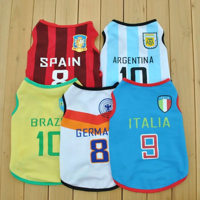 Hot Sale Dog Summer Clothes Cotton Polyester Ropa Mascotas Vest World Cup Soccer Sport Print Roupa de Cachorro Hot Sale Dog Summer Clothes Cotton Polyester Ropa Mascotas Vest World Cup Soccer Sport Print Roupa de Cachorro