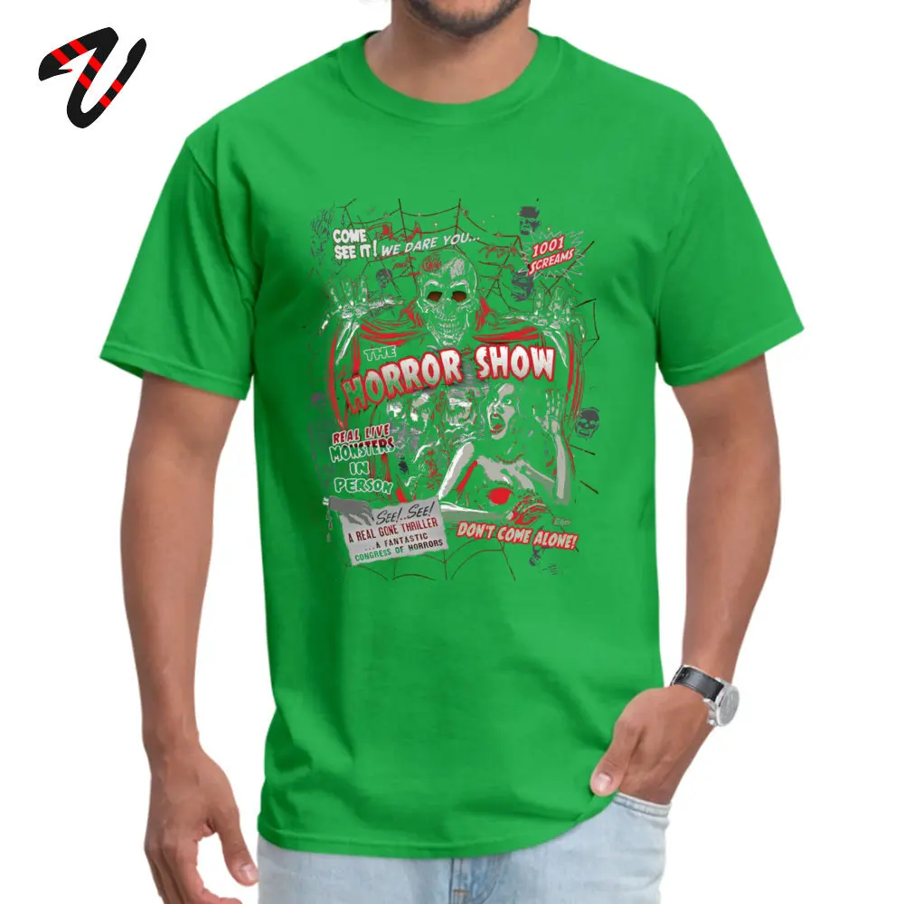 Tops T Shirt Casual Tee Shirt Summer Autumn Graphic Simple Style Short Sleeve 100% Cotton Crew Neck Men T-shirts Simple Style Spook Show Horror movie Monsters  -11878 green