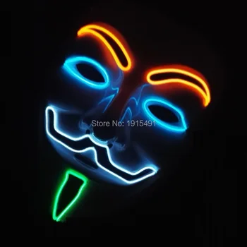 

High quality Fashion Show Party decor El wire Ghost Mask Holiday Lighting Sound Active Sparkling LED Neon Mask for Night Club