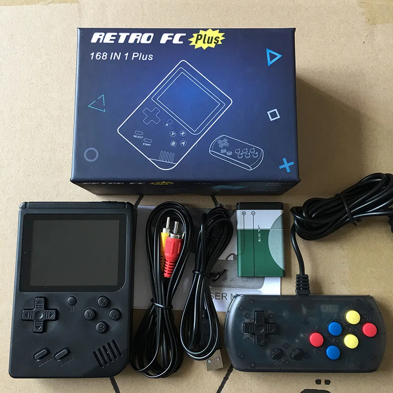 

CoolbabyRetro Video Handheld Game Console+Gamepad Players Doubles 3.0 Inch Color LCD Game Playe Built-in 168 Games