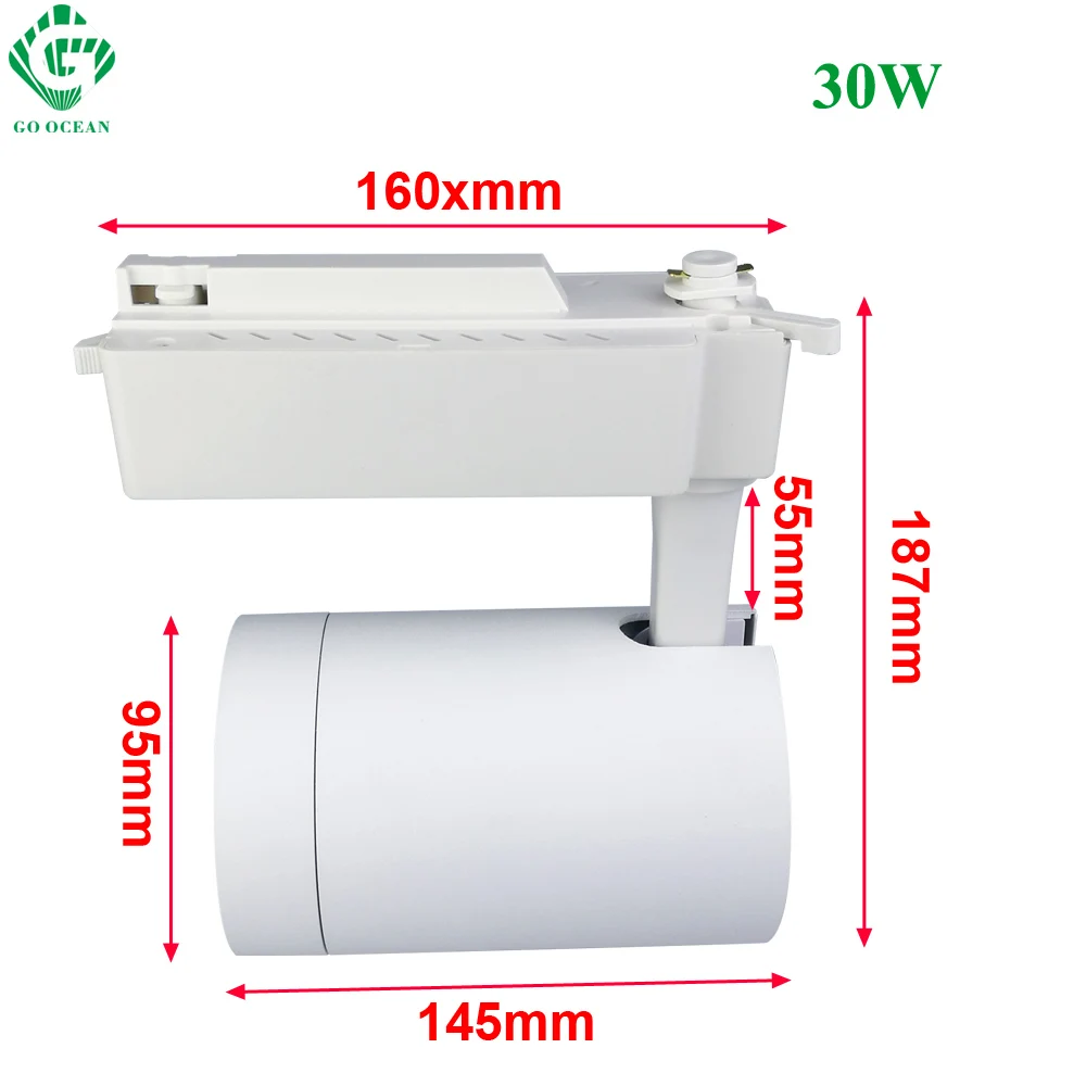GO OCEAN Track Lighting Track Light 20W 30W Aluminum Clothing Shop Windows Showrooms Ceiling Rail Spotlights Track Lamp (1-2)