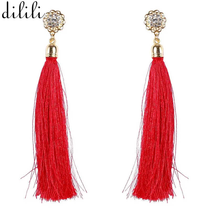 DILILI Fashion Big Long Bohemian Tassel Earrings Femme Red Color ...