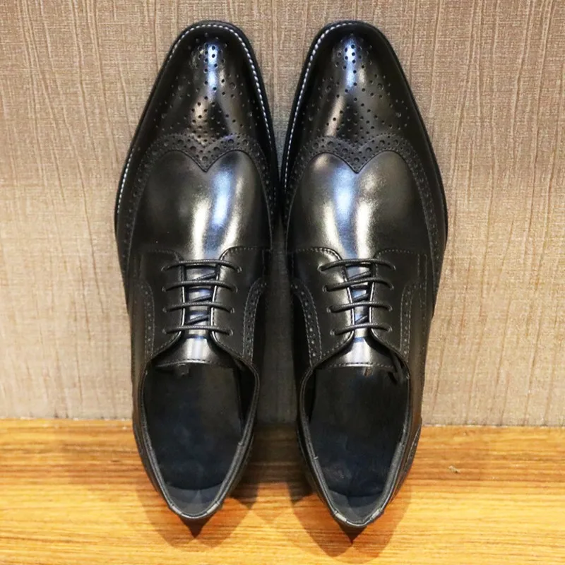 Светло-коричневые черные резные броги обувь для мужчин ручной работы мужские полуботинки, платье, обувь