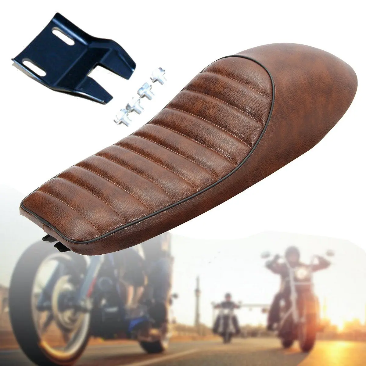 

62cm Brown Hump Cafe Racer Vintage Seat For Honda CB125S CB400F CL350 CL450 J ABS and PU Leather 62 x 13 x 15cm