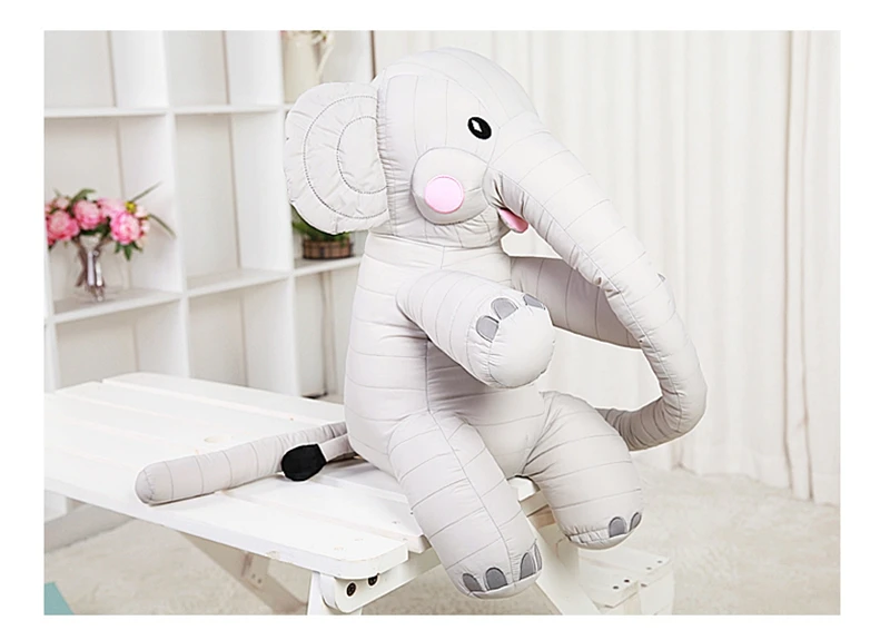 Dorimytrader Lovely 130cm Long Nose Animal Elephant Plush Toy Cute Soft Stuffed Animals Gray Elephants Doll for Kids Adults Decoration DY50055(22)