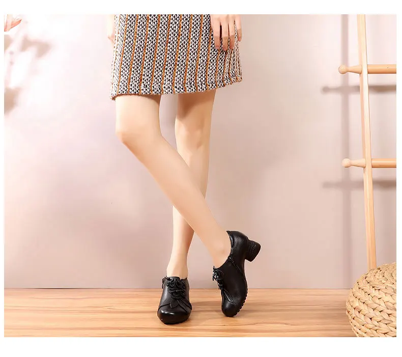 GKTINOO/ г.; обувь ручной работы из натуральной кожи в стиле ретро; женские туфли-лодочки на толстом каблуке с круглым носком на высоком каблуке