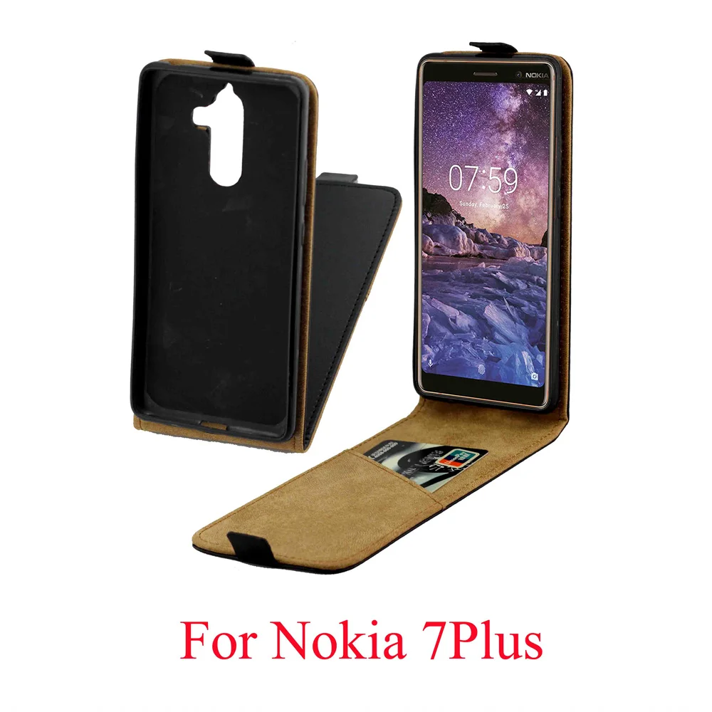 

New style Up and Down Vertical Flip PU Leather Cover Bags Skin Phone Case for Nokia 7 Plus 6" Business Fundas coque