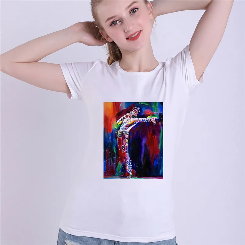 Супер звезда Майкл Джексон Vogue Для женщин летняя белая футболка из модала модная MJ футболки Повседневное короткий рукав одежда, футболка - Цвет: 16