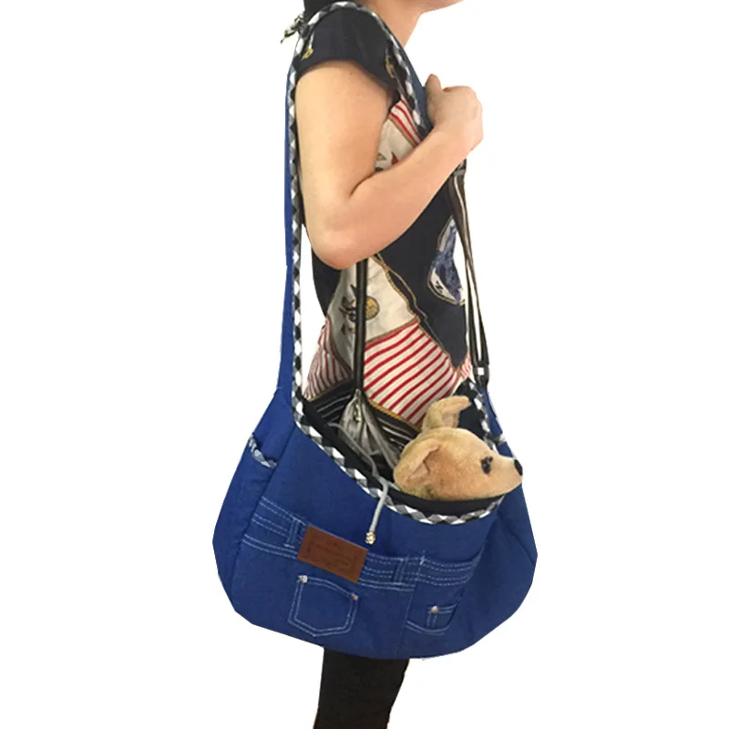 

Adjustable Dog Cat Carry Bag Sling Carrier Denim Small Pet Puppy Backpack